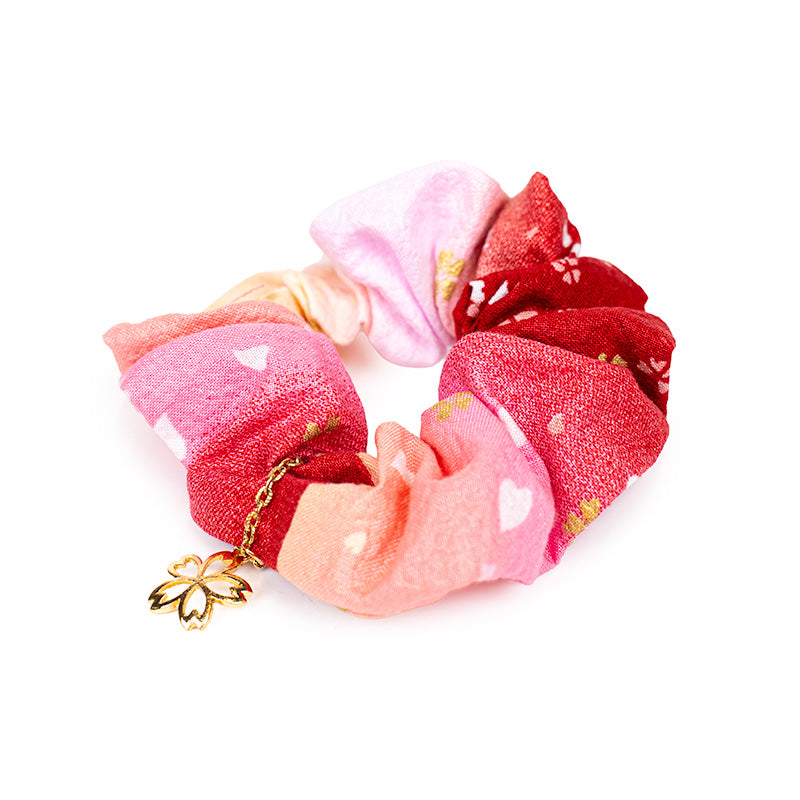 Gumka Scrunchie z Japońskiej Tkaniny Różowa