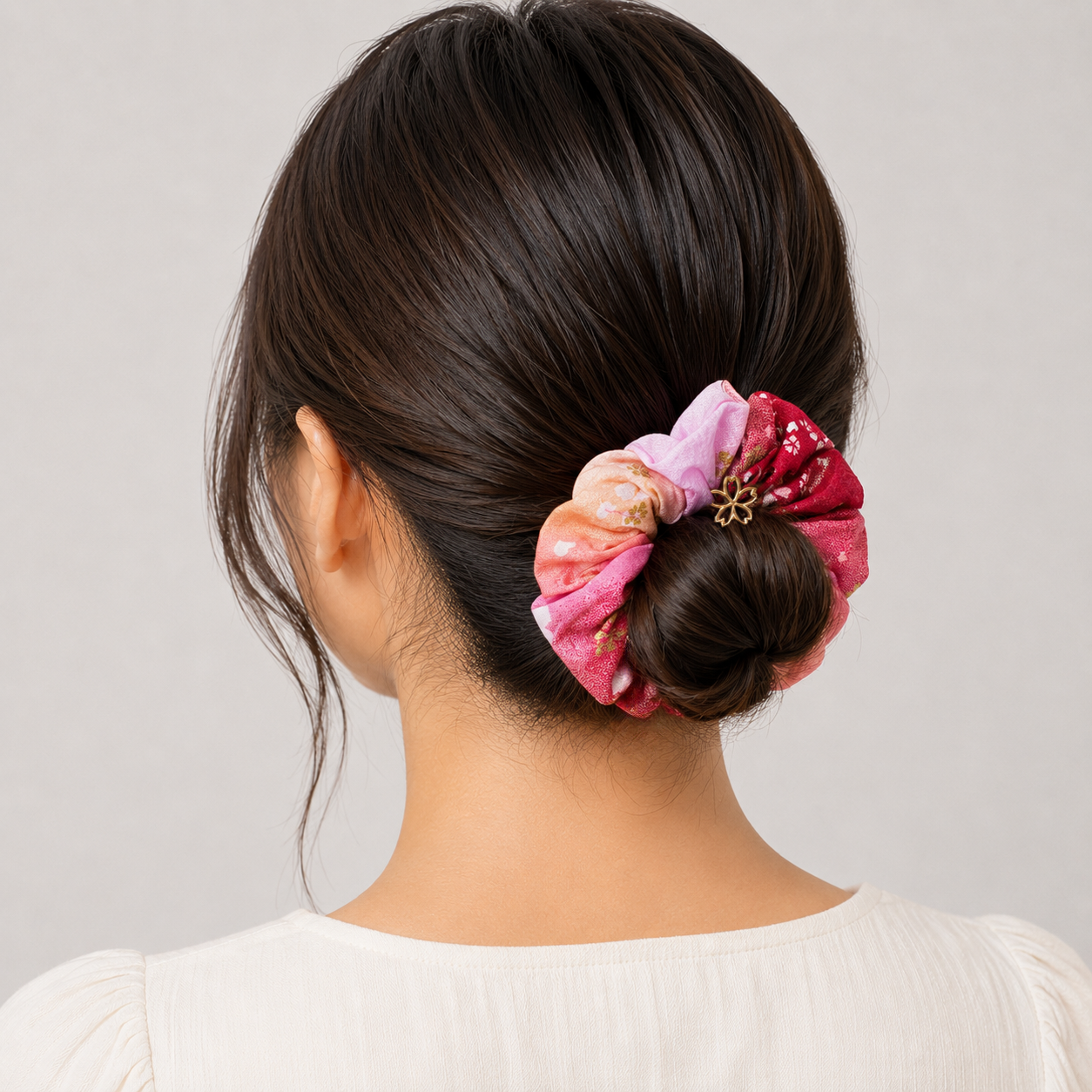 Gumka Scrunchie z Japońskiej Tkaniny Różowa