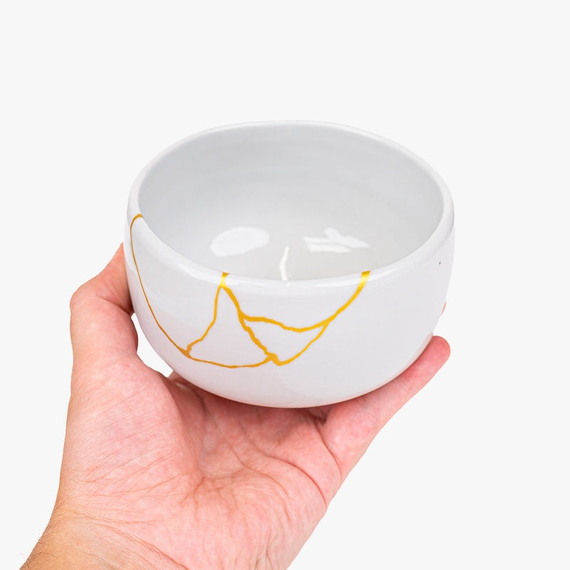 Japońska biała miska do matchy Kintsugi