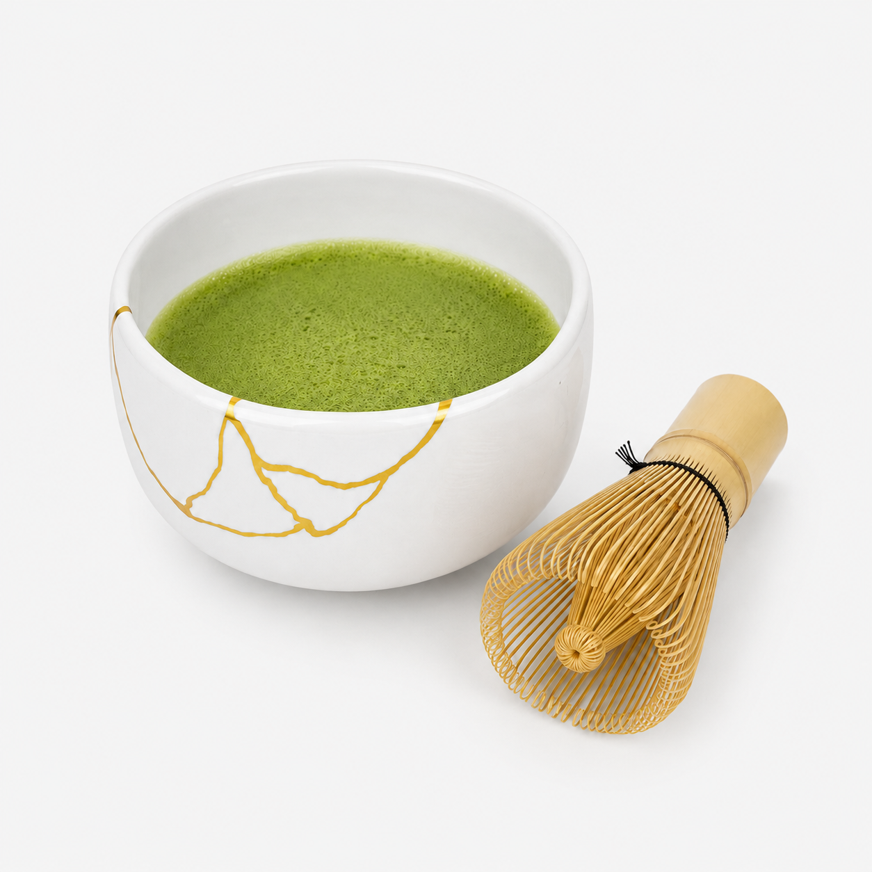 Japońska biała miska do matchy Kintsugi