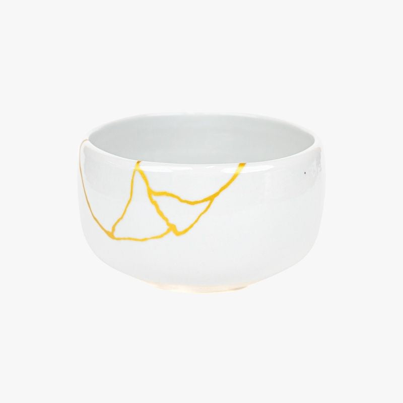 Japońska biała miska do matchy Kintsugi