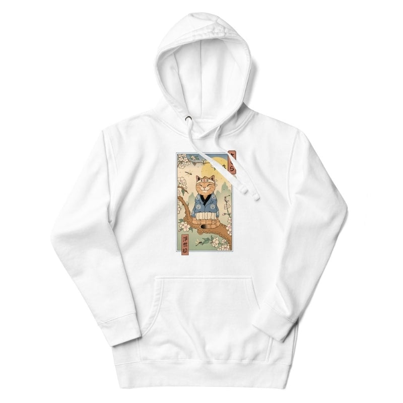 Japońska bluza Ukiyo e Neko Sakura S / Blanc