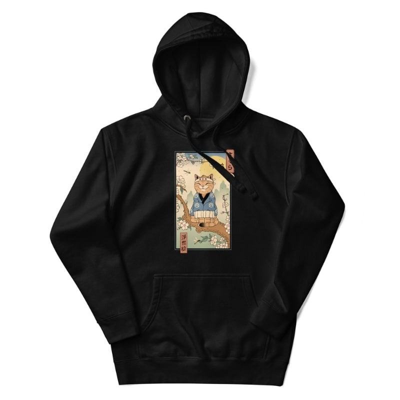 Japońska bluza Ukiyo e Neko Sakura S / Noir