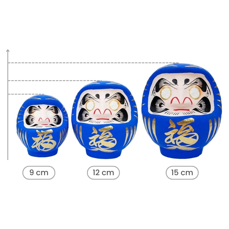 Japońska Daruma niebieska od 9 do 15 cm