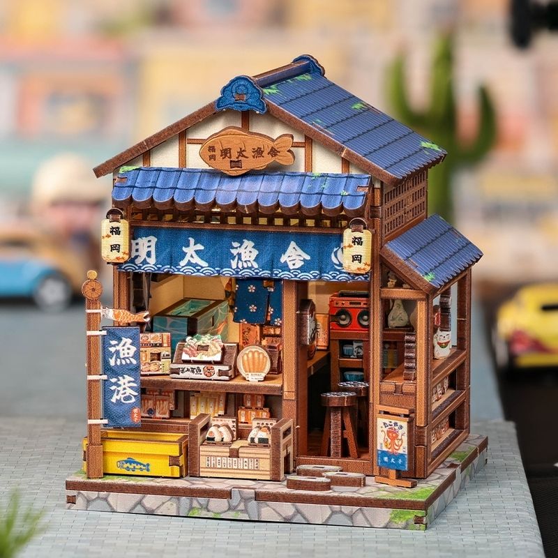 Japońska Drewniana Mini Makieta Domku Fukuoka Mentaiko Kitchen