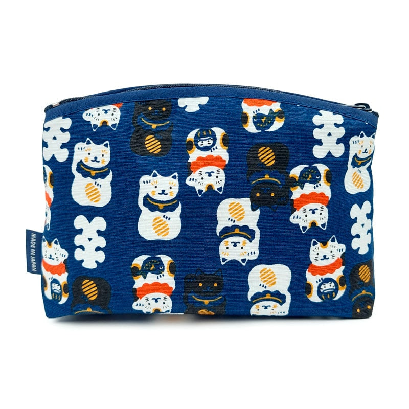 Japońska kopertówka Maneki Neko niebieska
