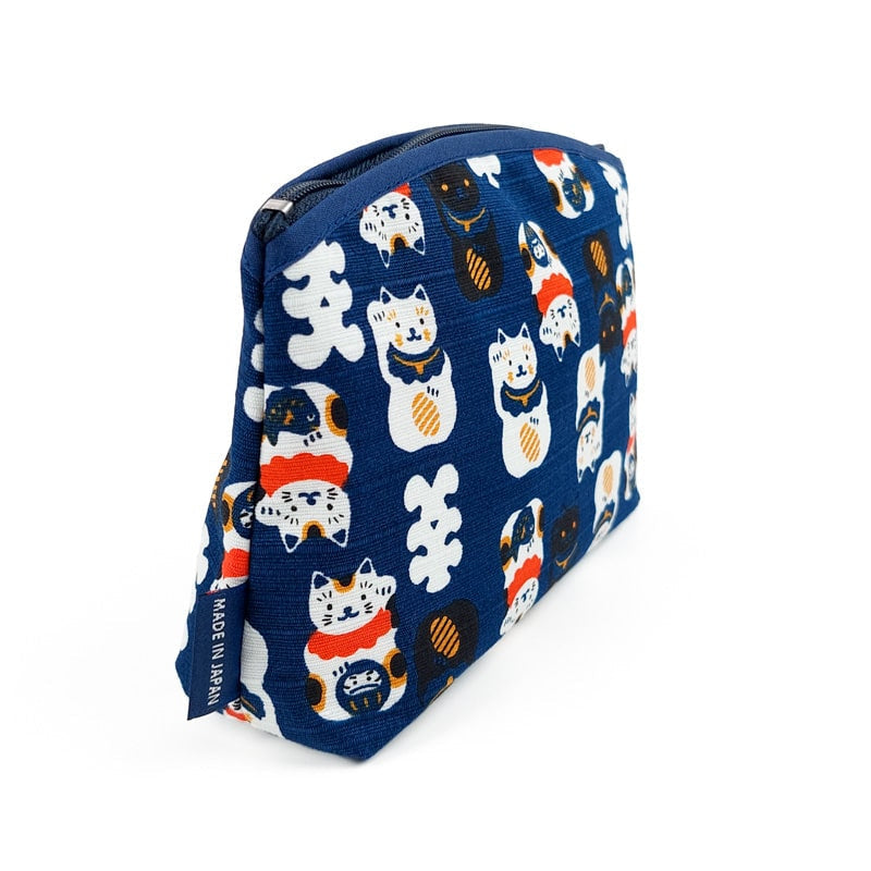 Japońska kopertówka Maneki Neko niebieska
