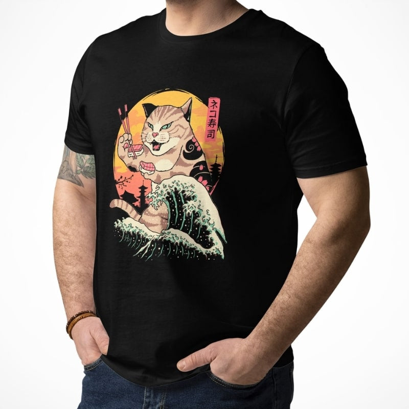 Japońska koszulka Kaiju Neko Sushi