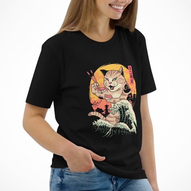 Japońska koszulka Kaiju Neko Sushi