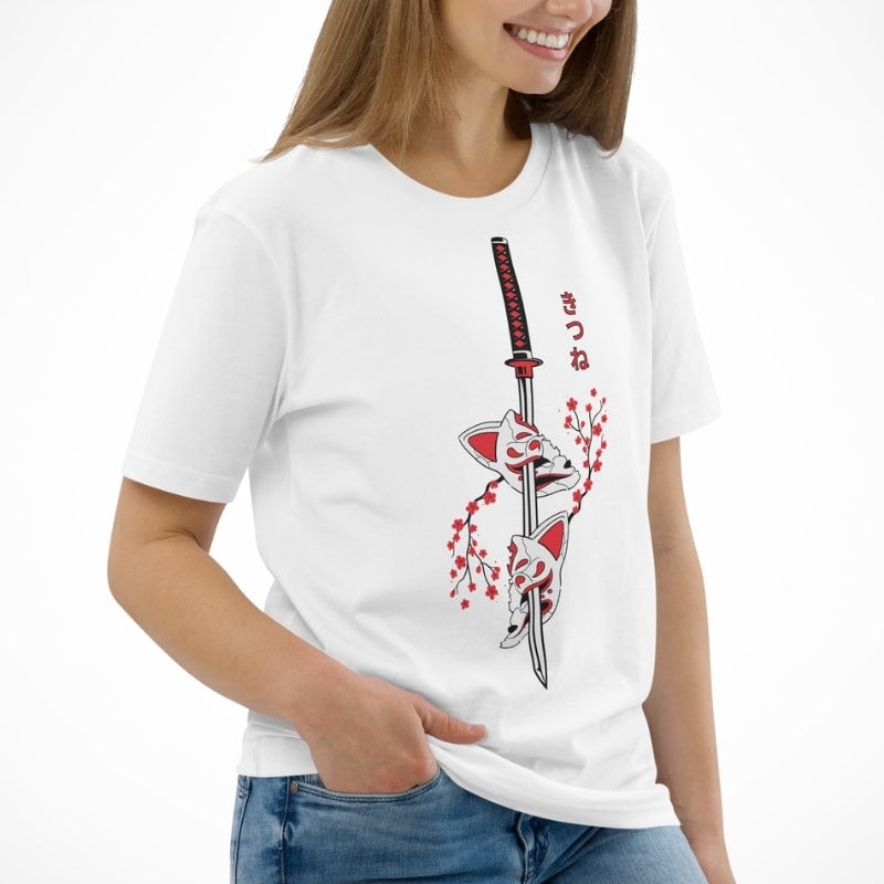 Japońska koszulka Kitsune Sakura
