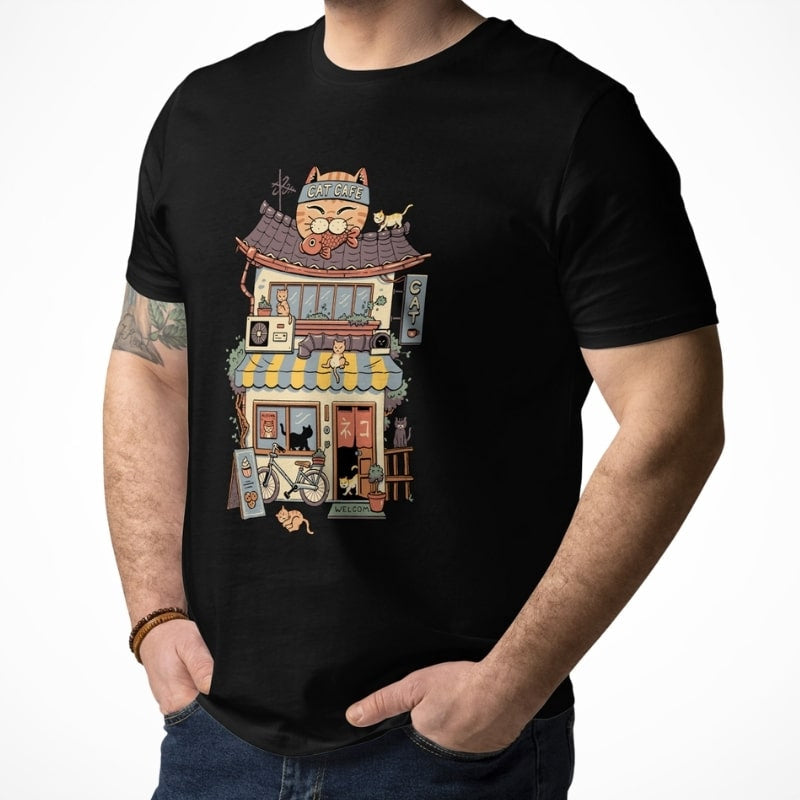 Japońska koszulka Neko Café