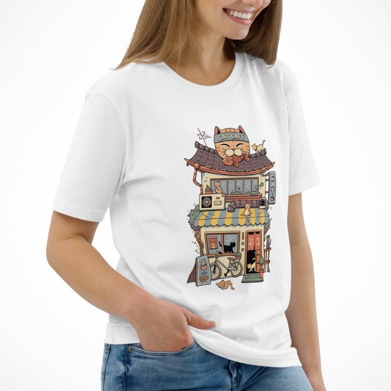 Japońska koszulka Neko Café