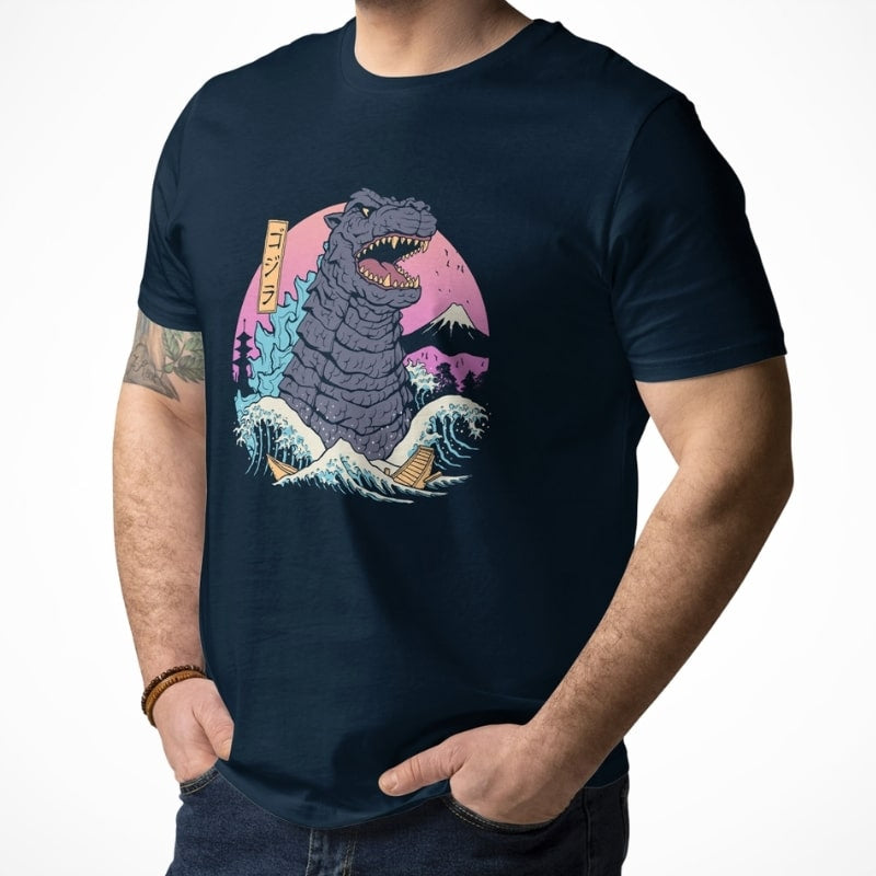 Japońska koszulka retro Kaiju