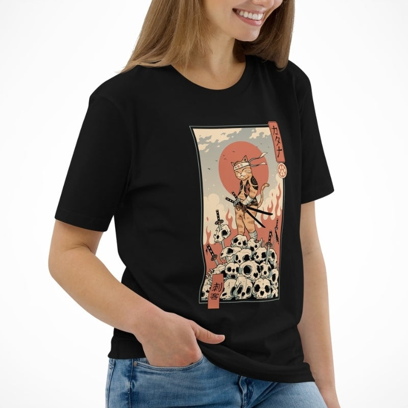 Japońska koszulka Ukiyo e Neko Assassin