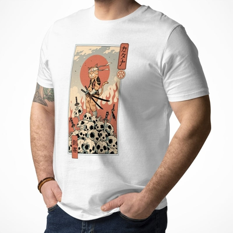 Japońska koszulka Ukiyo e Neko Assassin