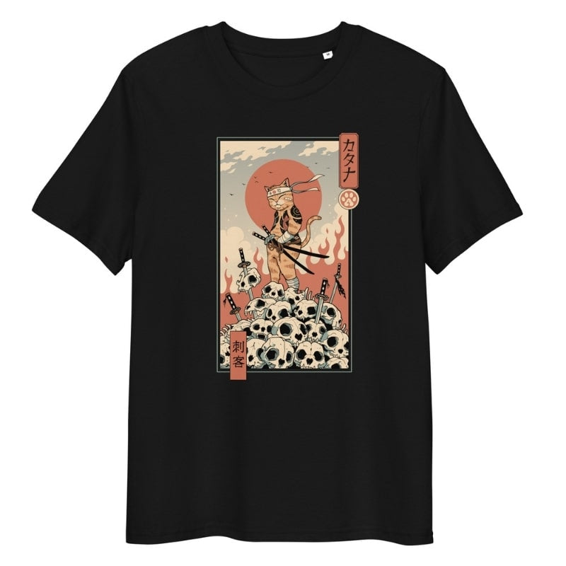 Japońska koszulka Ukiyo e Neko Assassin S / Noir