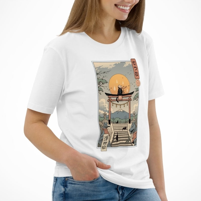 Japońska koszulka Ukiyo e Neko Inari