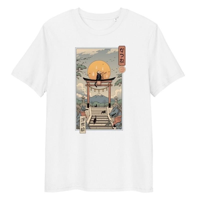 Japońska koszulka Ukiyo e Neko Inari S / Blanc