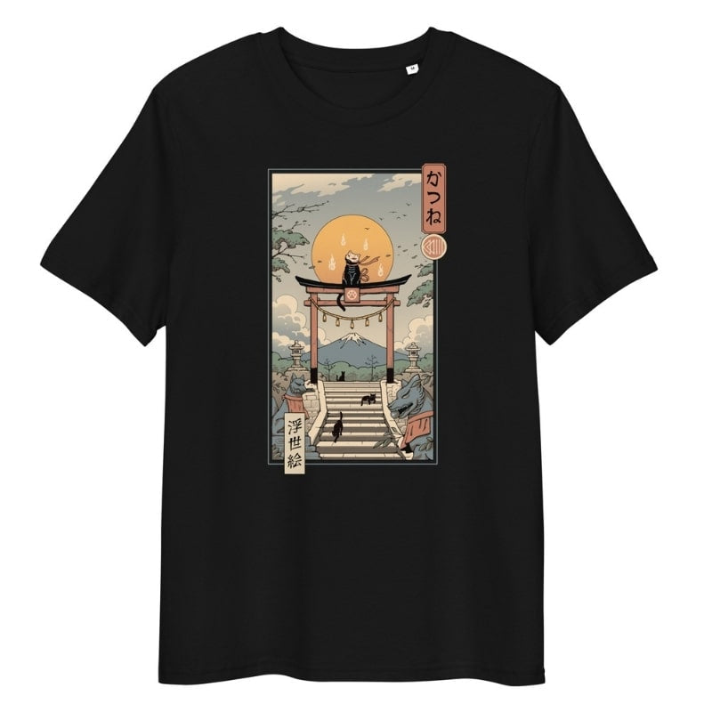 Japońska koszulka Ukiyo e Neko Inari S / Noir