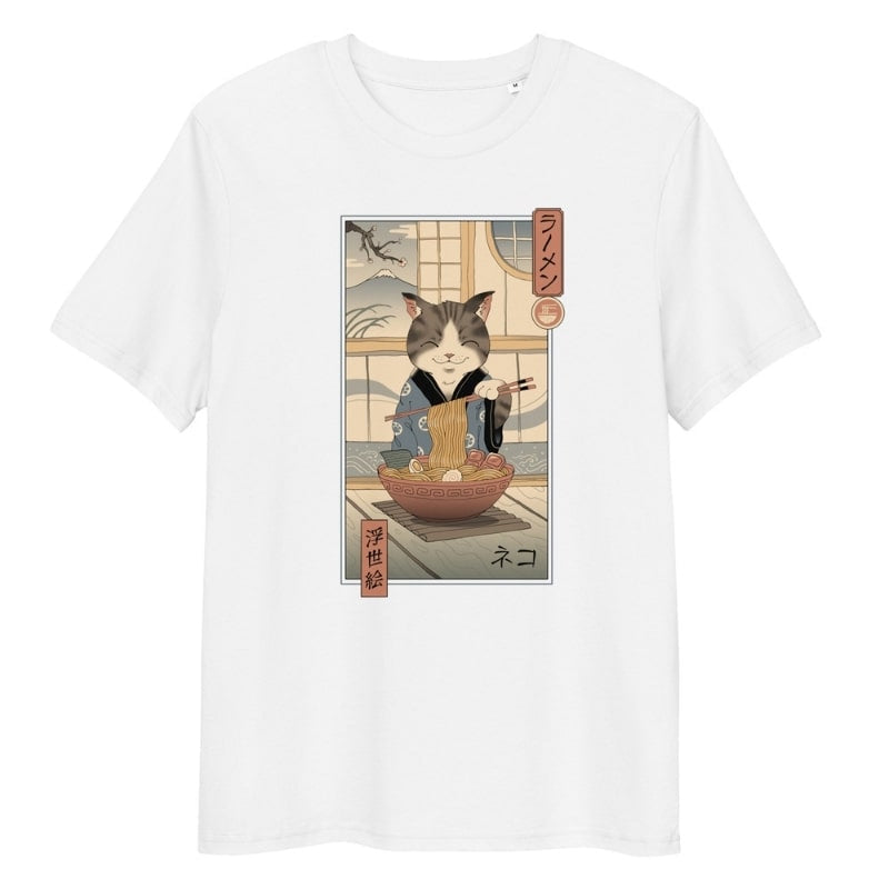 Japońska koszulka Ukiyo e Neko Ramen S / Blanc