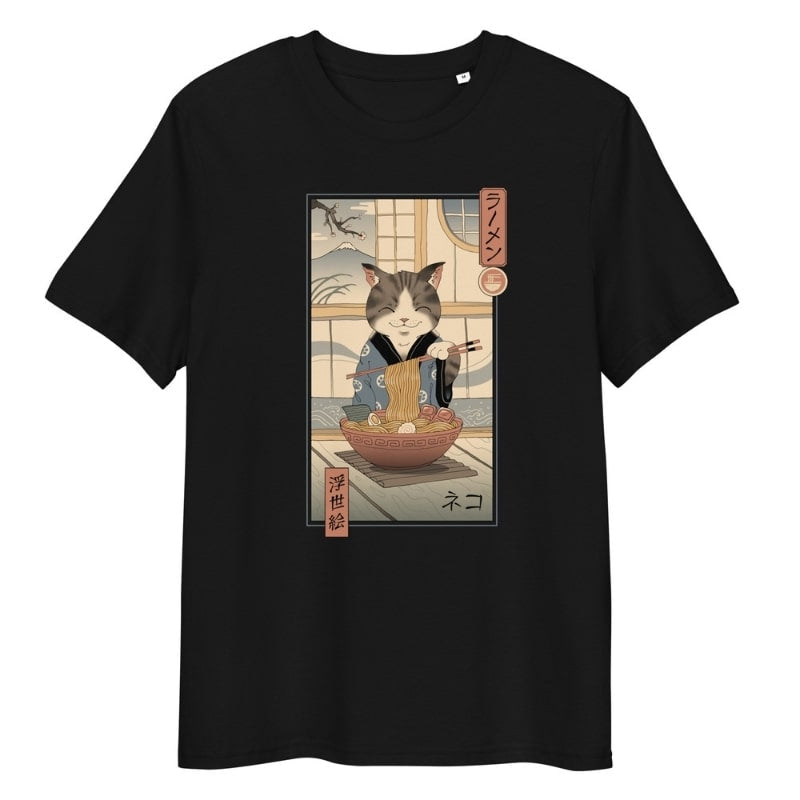 Japońska koszulka Ukiyo e Neko Ramen S / Noir