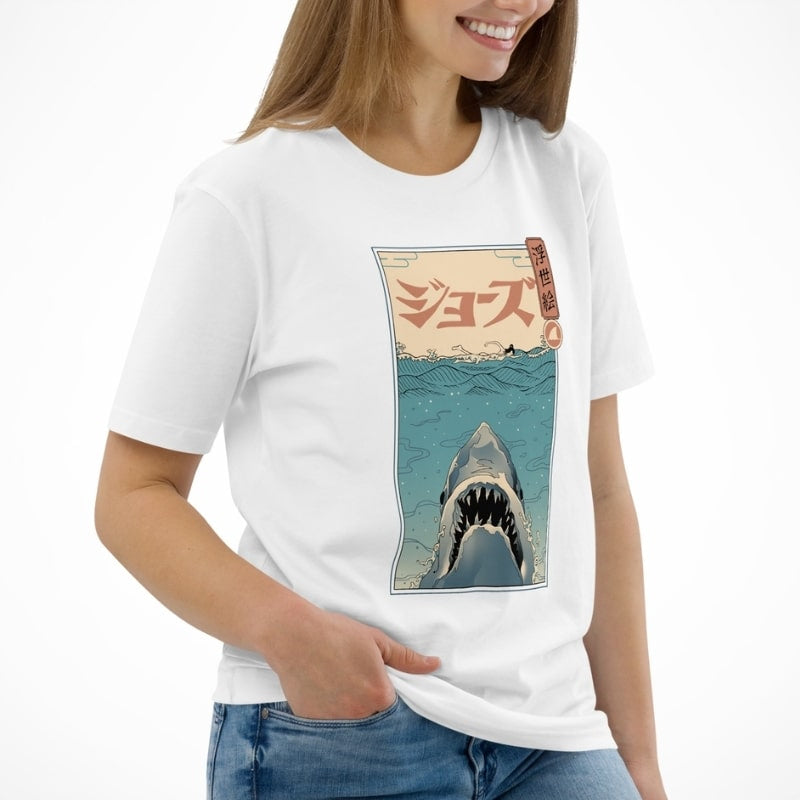 Japońska koszulka Ukiyo e Shark Attack