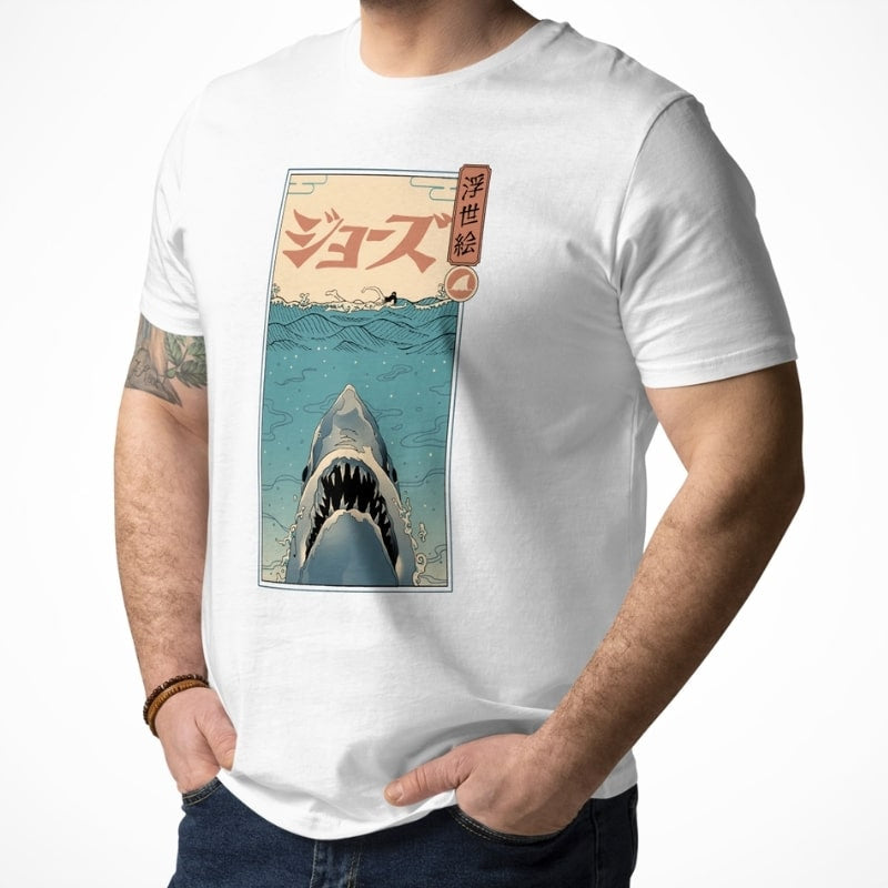 Japońska koszulka Ukiyo e Shark Attack