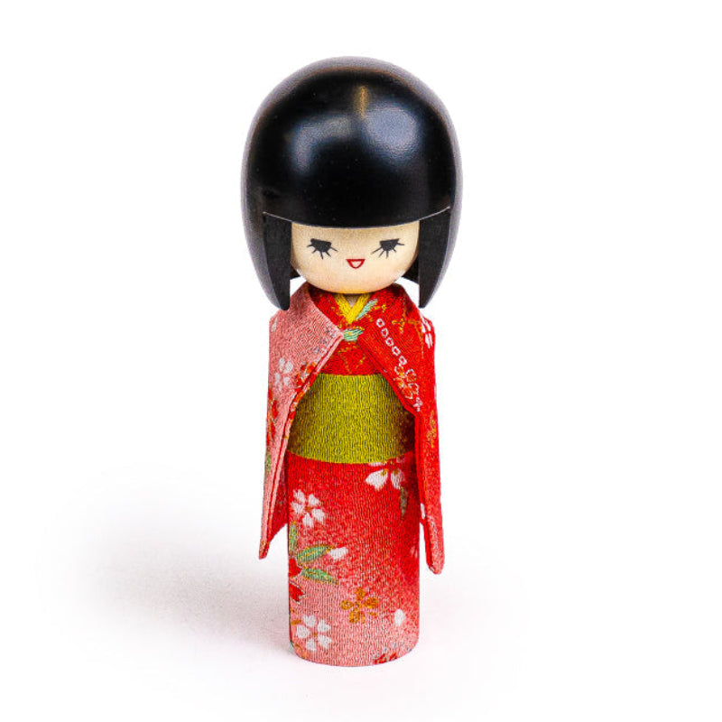 Japońska Laleczka Kokeshi - Czerwone Kimono