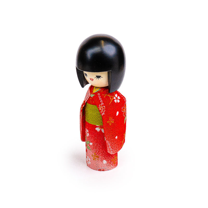 Japońska Laleczka Kokeshi - Czerwone Kimono