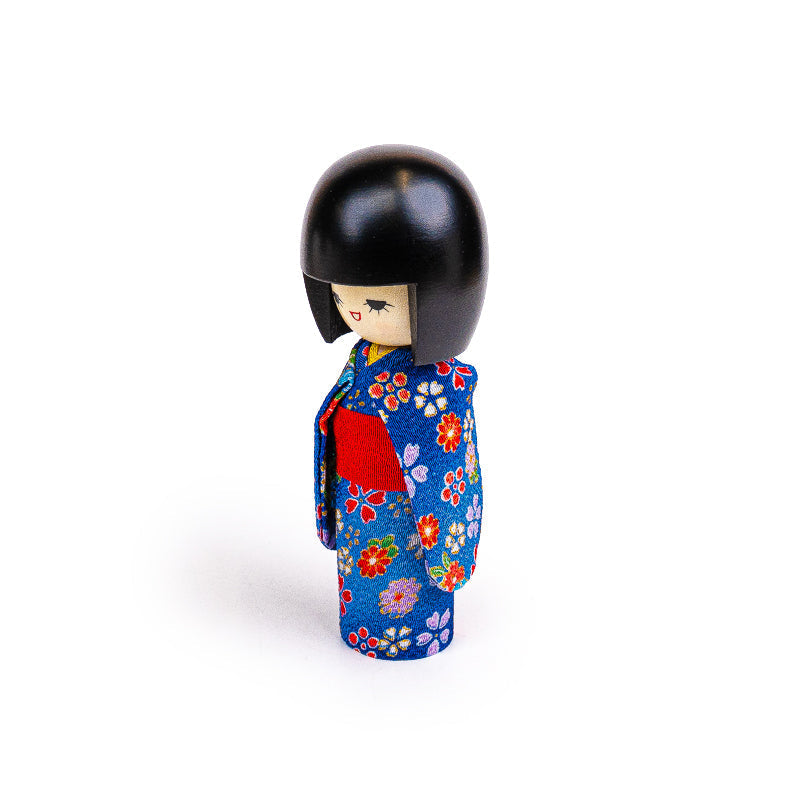 Japońska Laleczka Kokeshi - Niebieskie Kimono