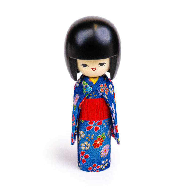 Japońska Laleczka Kokeshi - Niebieskie Kimono