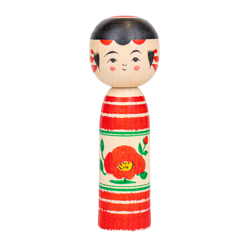 Japońska Lalka Kokeshi - Tsubaki Kamelia - 9 cm