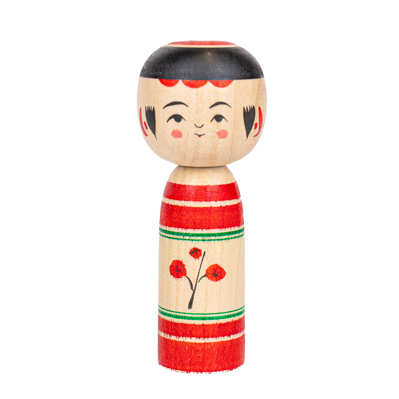 Japońska Lalka Kokeshi - Umeko Kwiat Śliwy - 7,5 cm