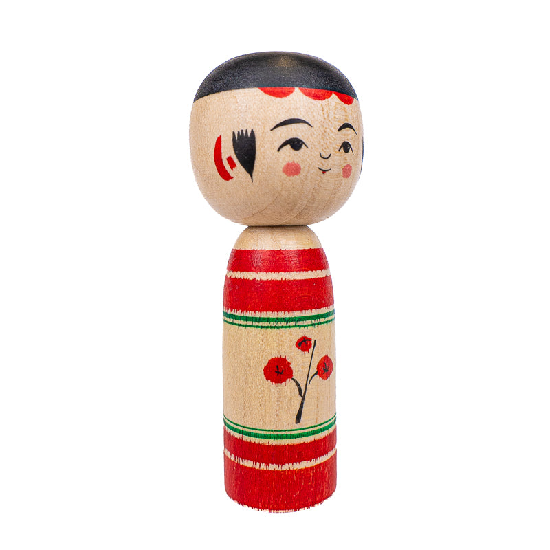 Japońska Lalka Kokeshi - Umeko Kwiat Śliwy - 7,5 cm
