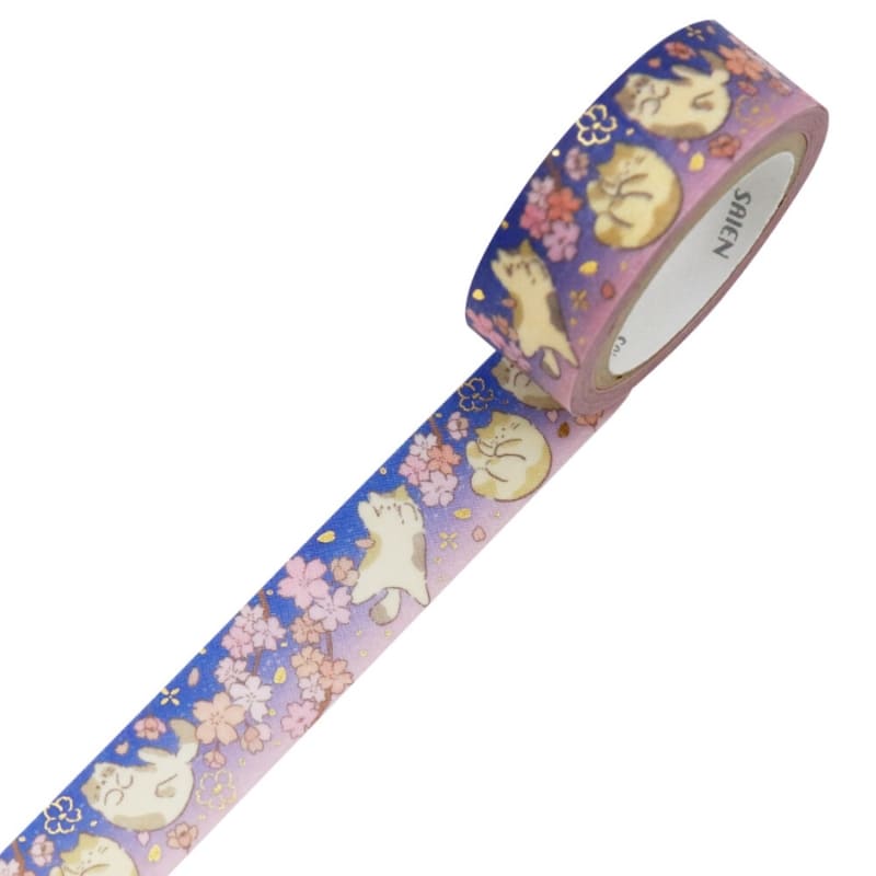 Japońska Taśma Washi Tape - Kot i Sakura
