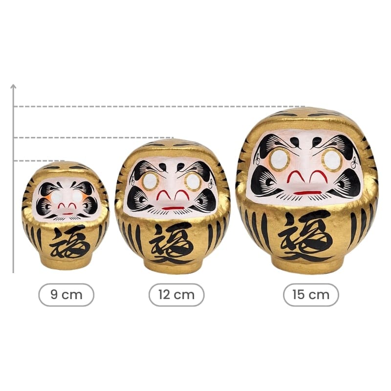Japońska złota Daruma od 9 do 15 cm