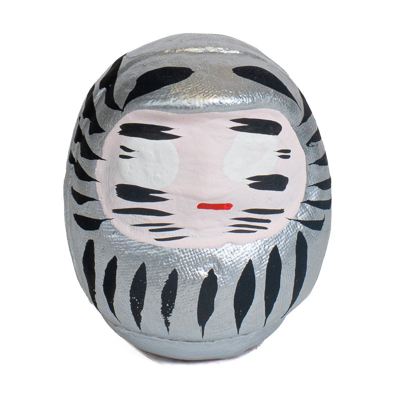 Japoński Daruma 6 cm - Różne Kolory Srebrny