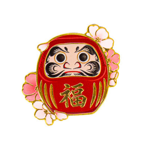 Japoński Metalowy Magnes z Motywem Daruma i Sakura