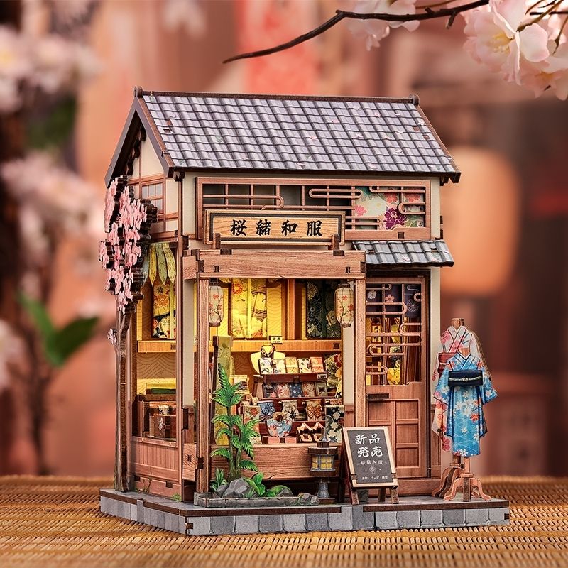 Japoński Miniaturowy Domek Drewniany Sakura Kimono Shop