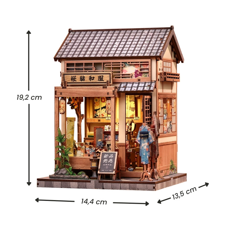 Japoński Miniaturowy Domek Drewniany Sakura Kimono Shop