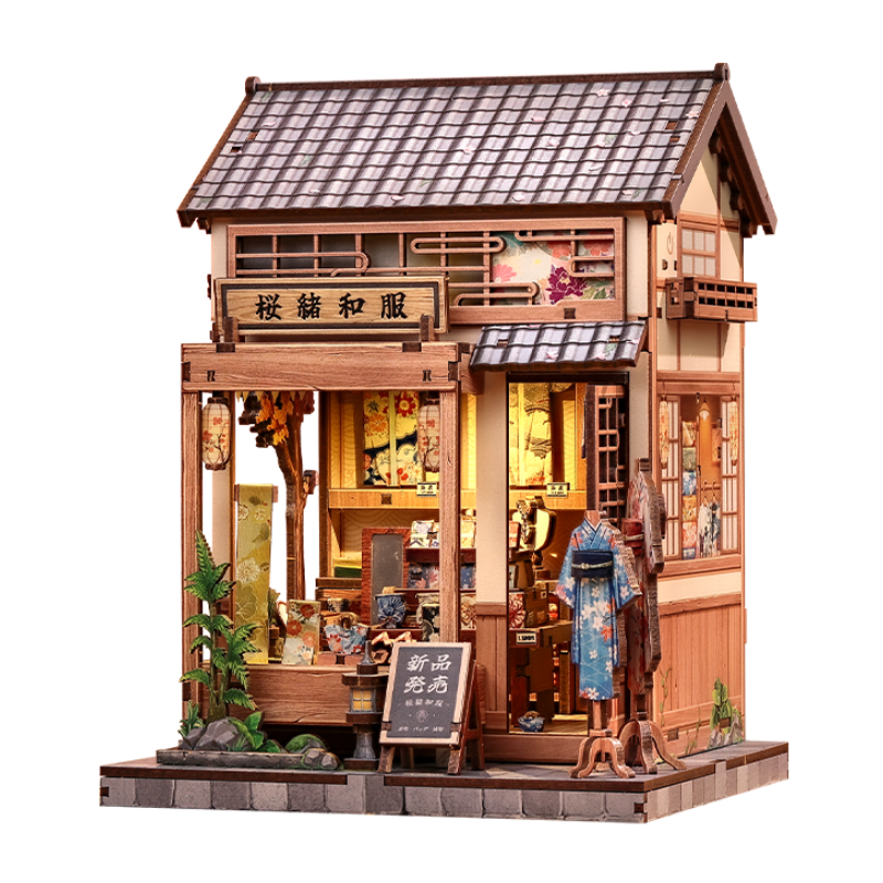 Japoński Miniaturowy Domek Drewniany Sakura Kimono Shop