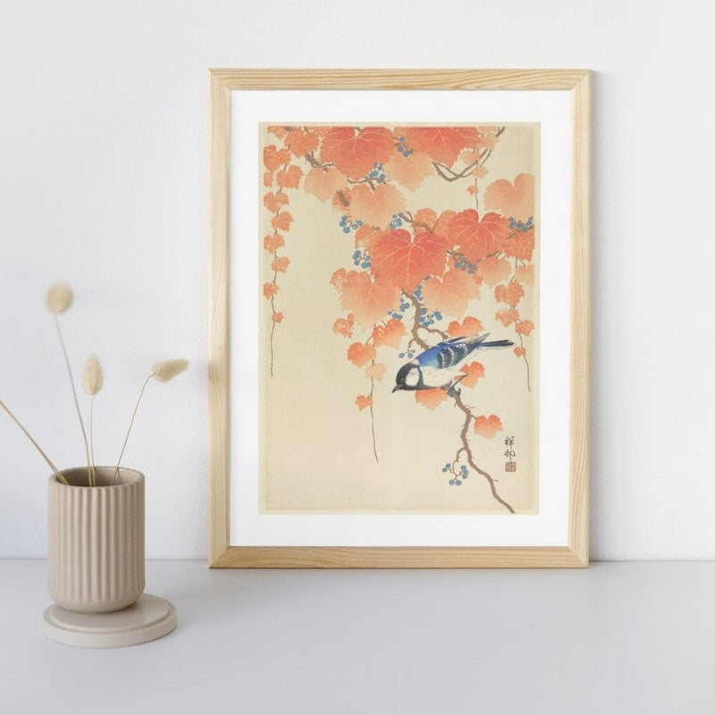 Japoński nadruk Chickadee A3
