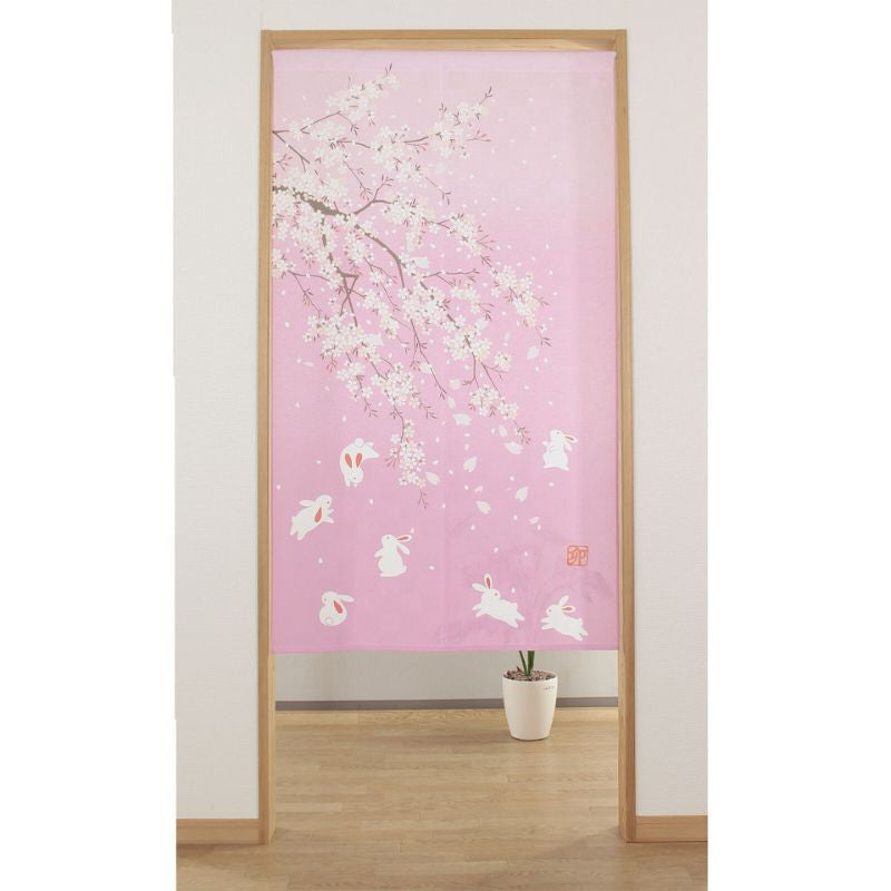 Japoński Noren Sakura Usagi 85 x 150 cm