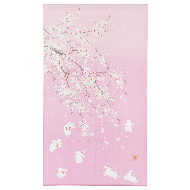 Japoński Noren Sakura Usagi 85 x 150 cm