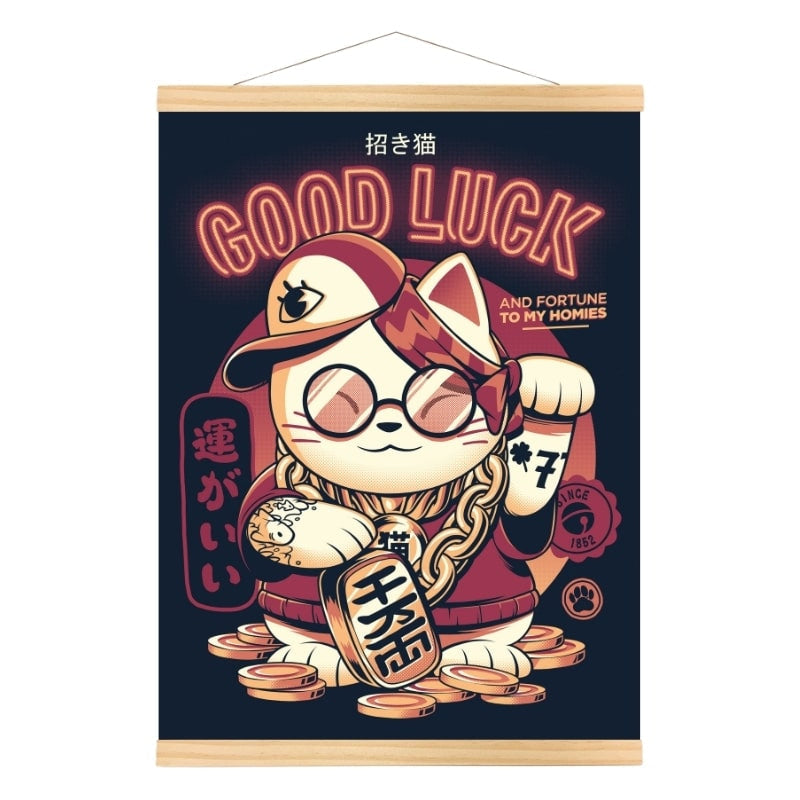 Japoński plakat Maneki Neko A3