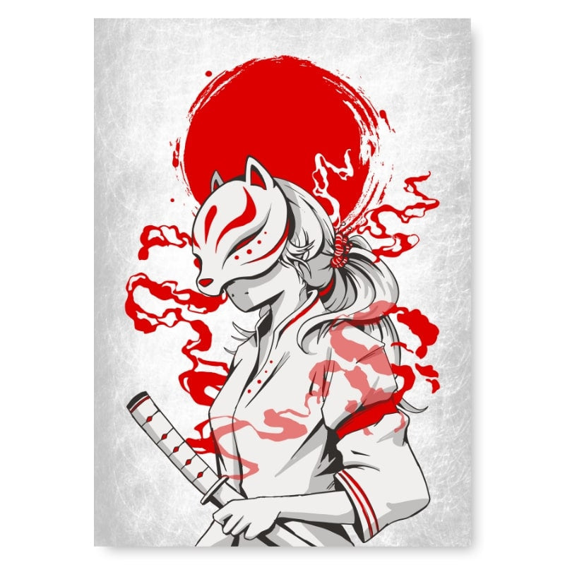 Japoński plakat Samurai Kitsune A3