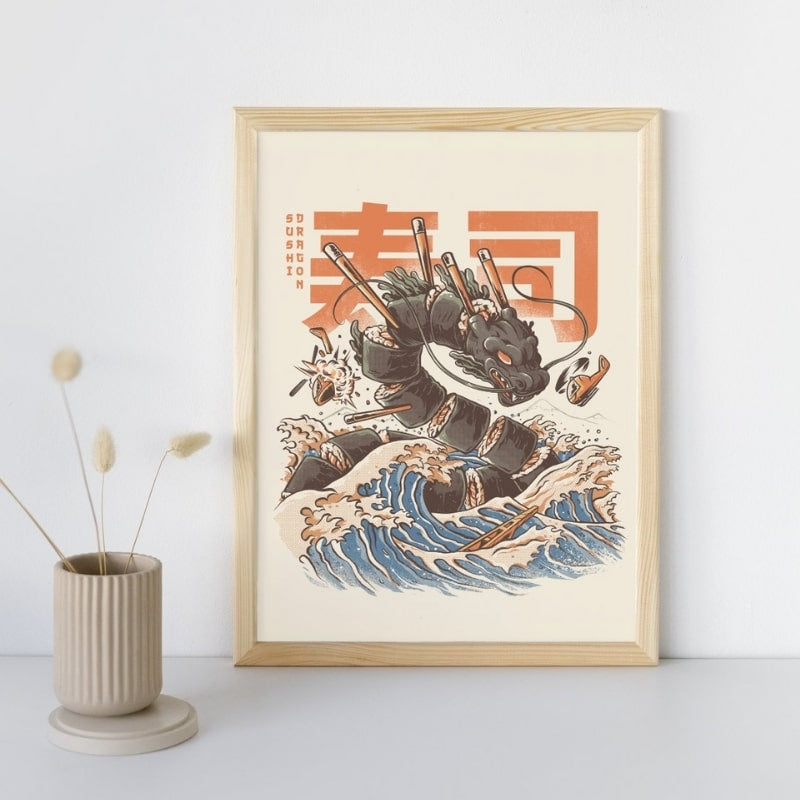 Japoński plakat Sushi Dragon A3