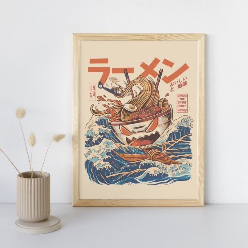 Japoński plakat The Great Ramen of Kanagawa A3