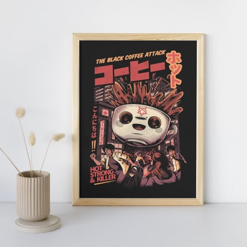 Japoński plakat z czarną kawą A3