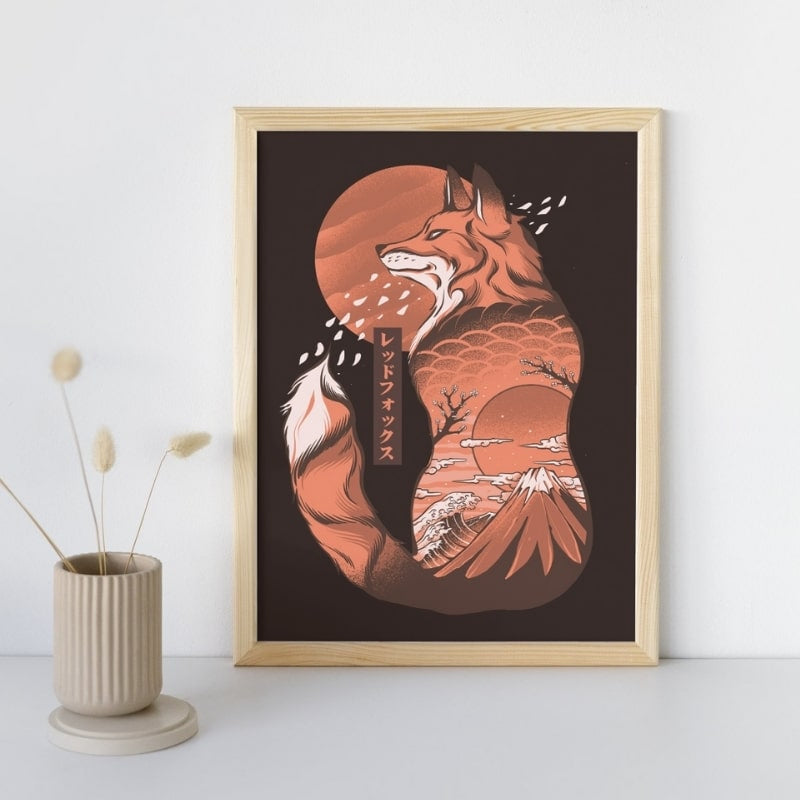 Japoński plakat z lisem A3